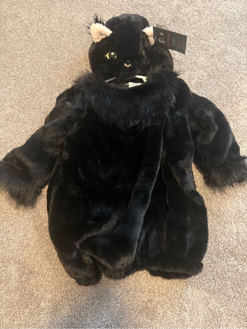 Pottery Barn Kids Black Faux Fur Hooded Coat with Animal Ears